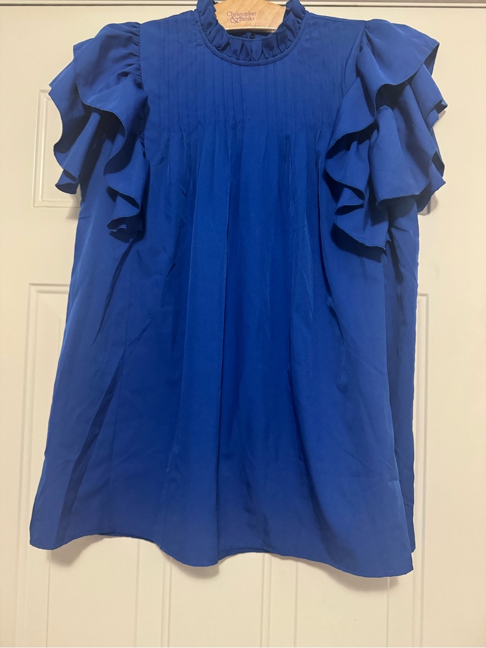 Source Unknown Royal Blue Ruffle Sleeve Blouse